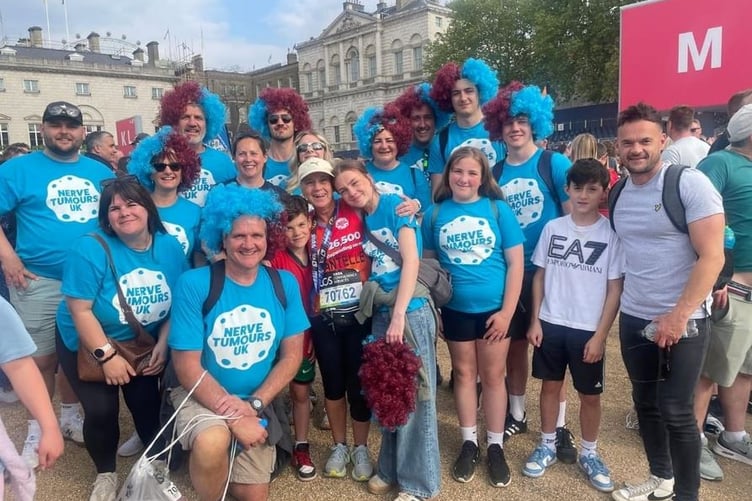 Chantelle with family supporters in London