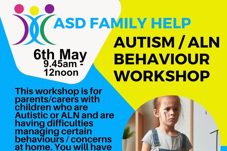 The Autism / ALN Behaviour Workshop will be held at Pennar Hall on May 6, 9.45am -12 noon