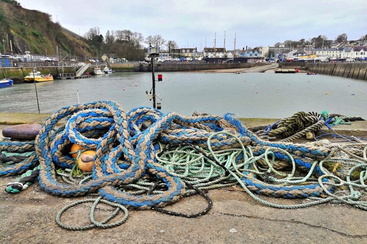 Rope Left on Harbourside prior to Bin installation at Saundersfoot Harbour