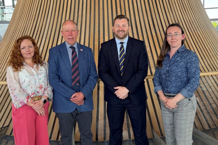 Photo Caption: Samuel Kurtz MS with (left to right) Elin Jenkins, FUW President Ian Rickman, and Gemma Haines during a meeting to discuss key issues facing Welsh farmers.