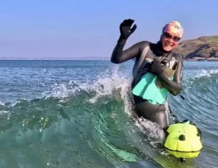 Martina Morgan, originally from South Africa, was swimming with friends in Tenby in early April when she noticed her Garmin watch, secured to a flotation device, had come loose.