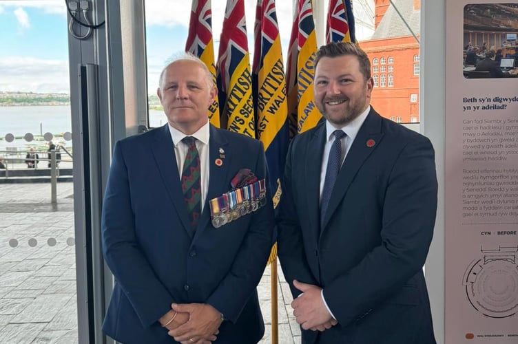 Caption: Samuel Kurtz MS (right) with Veterans’ Commissioner for Wales, Col James Phillips.
