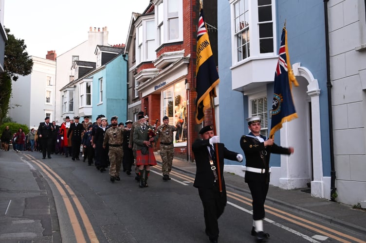 VE Day Tenby parade beacon