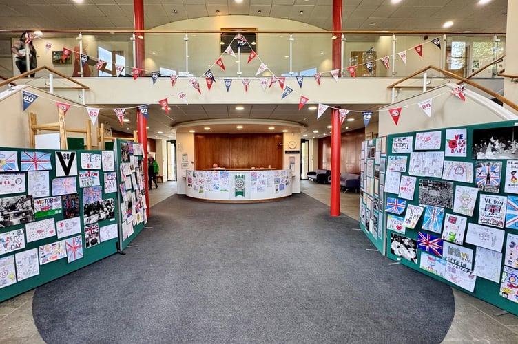 In the foyer of County Hall, which had been decorated with Union Flag bunting, Pembrokeshire Archives had created a fascinating VE Day exhibition of local news items dating to May 8th 1945.