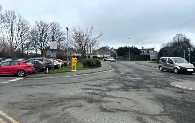 Withybush Hospital, Haverfordwest, at the roundabout on the main entrance