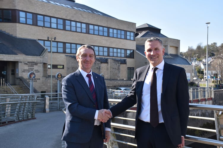 Council Leader John Spanswick Welcomes New Chief Executive Jake Morgan    Credit: Bridgend County Borough Council