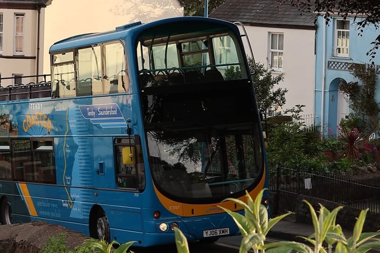First Cymru’s Tenby Coaster, an open-topped double decker bus between Tenby and Saundersfoot will be returning, daily, between Sunday May 25th and Saturday September 6th.