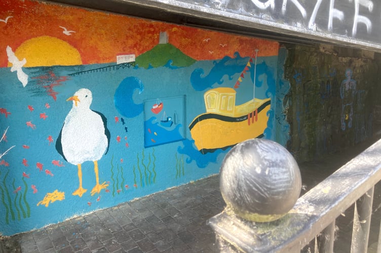 Tenby former arcade mural