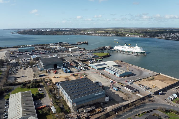 Aerial view of Pembroke Port, on the Milford Haven Waterway