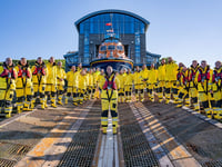 Lifeboat crew's best wishes to Tenby RNLI mechanic