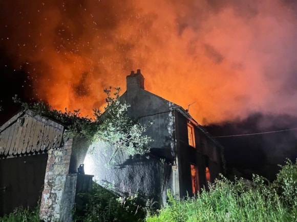 Fire crews tackle Pembrokeshire farmhouse blaze