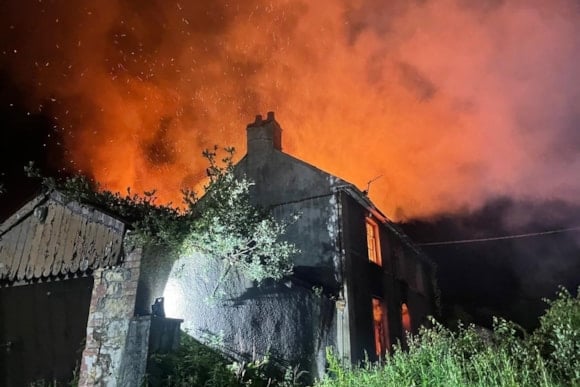 Fire crews from Pembroke Dock, Milford Haven and Tenby responded to a blaze at a disused farmhouse in Monkton, Pembroke, extinguishing the fire initially but returning later when it reignited.
