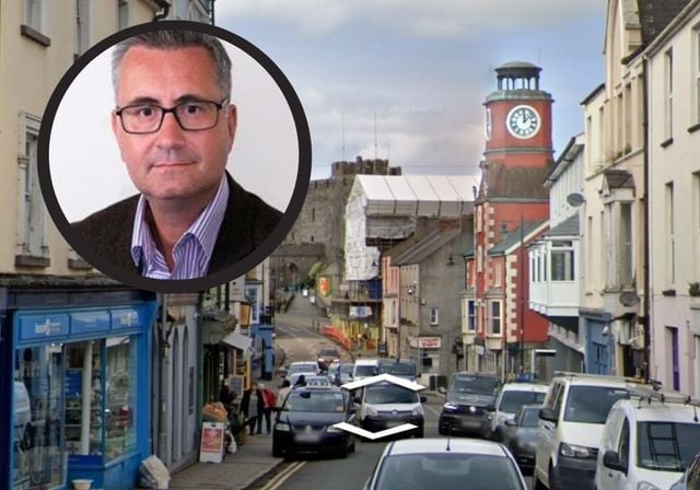 Cllr Jonathan Grimes raised concerns about antisocial behaviour in Pembroke\'s Main Street. Pictures: Pembrokeshire County Council/Google.