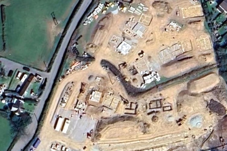 An aerial view showing the new Sandy Hill housing development