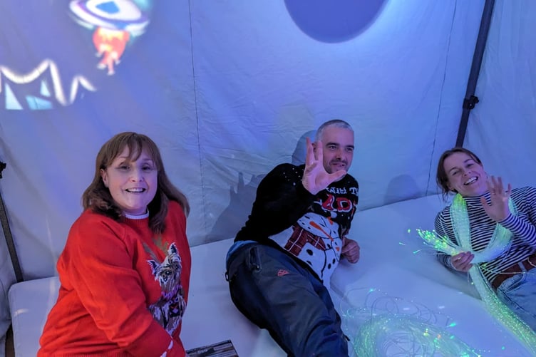 Inside the sensory tent