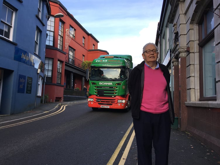 Llandeilo councillor Edward Thomas, on Rhosmaen Street, Llandeilo (pic by Richard Youle and free for use for all BBC wire partners)