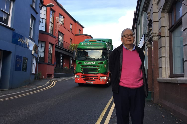 Llandeilo councillor Edward Thomas, on Rhosmaen Street, Llandeilo (pic by Richard Youle and free for use for all BBC wire partners)
