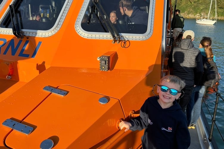 Leo aboard St Davids Tamar Class Lifeboat