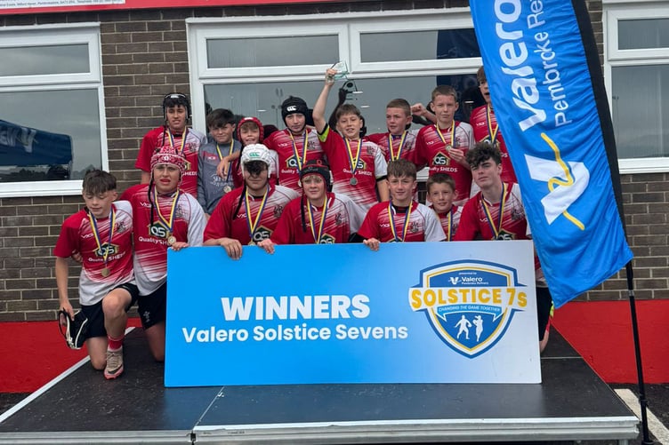 Pembroke Under 13s won the plate final at Milford Haven's sevens competition