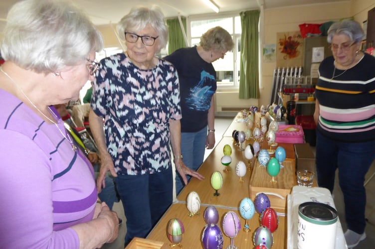 Julie Evans from St Davids entertains Tenby Friendship Club with her handmade Faberge eggs, sharing their origins and stories.