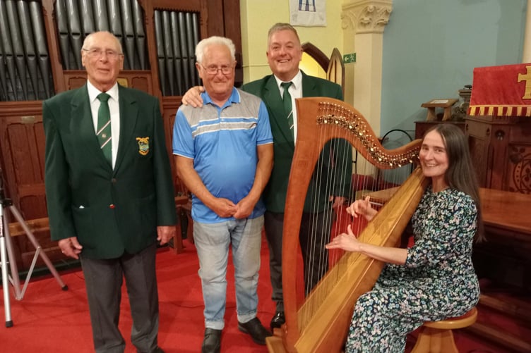 Jess Ward and Pembroke Male Voice Choir reps at St Johns, Tenby