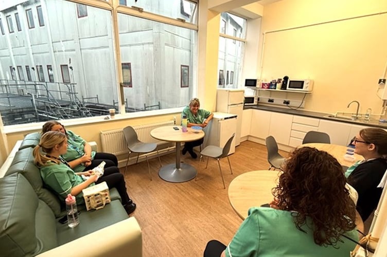 The pharmacy staff room at  Glangwili Hospital in Carmarthen has had a substantial makeover - thanks to charitable donations.