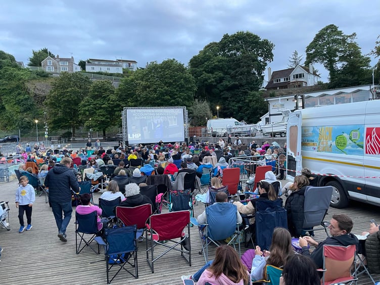 Getting ready for Sunset Cinema at Saundersfoot Harbour