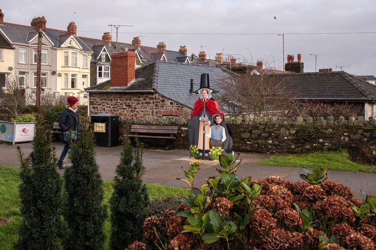 ‘Be More Jemina’, a playful sculpture in tribute to Jemima Nicholas, Fishguard’s local heroine, created by Ann Shrosbree and painted by Sarah Hope