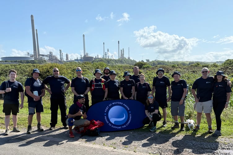 Port of Milford Haven Coastal Challenge hikers passing Valero