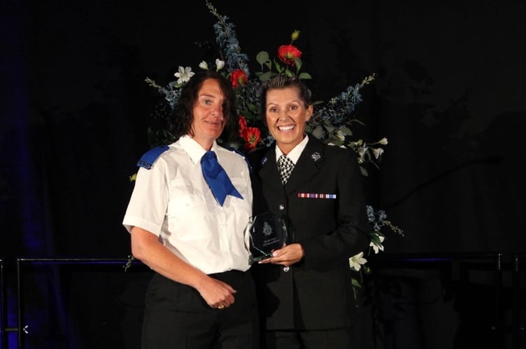 PCSO Rachel O’Neill was honoured for preventing a vulnerable adult in Pembrokeshire from falling victim to an online scam involving a fraudster claiming to be a Harry Potter character.