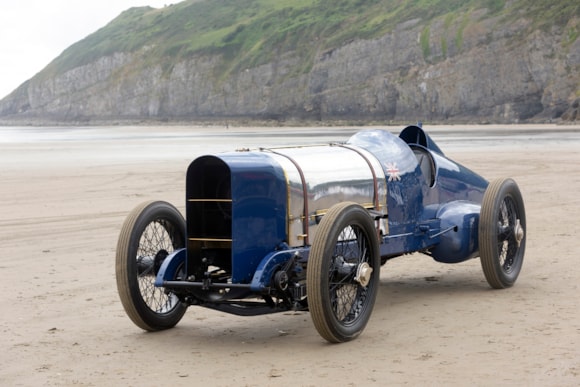 Carmarthenshire Museum welcomes iconic Sunbeam Blue Bird car to Pendine to celebrate 100 years since breaking the World Land Speed Record.