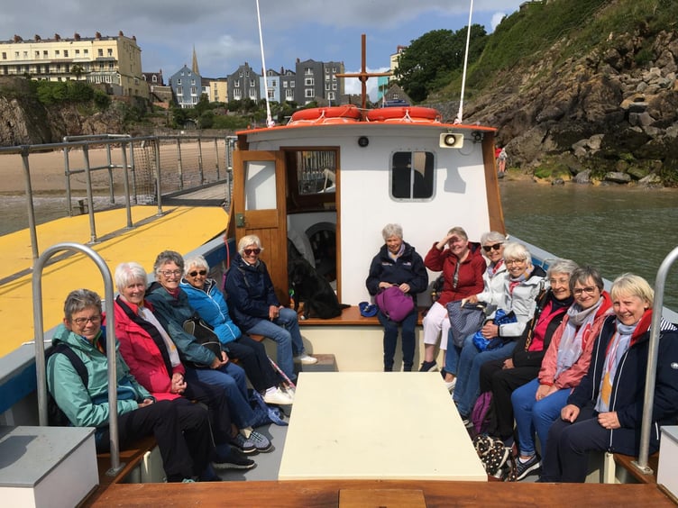 Members of Lower Landsker Trefoil Guild leaving Tenby for Caldey Island in the sun