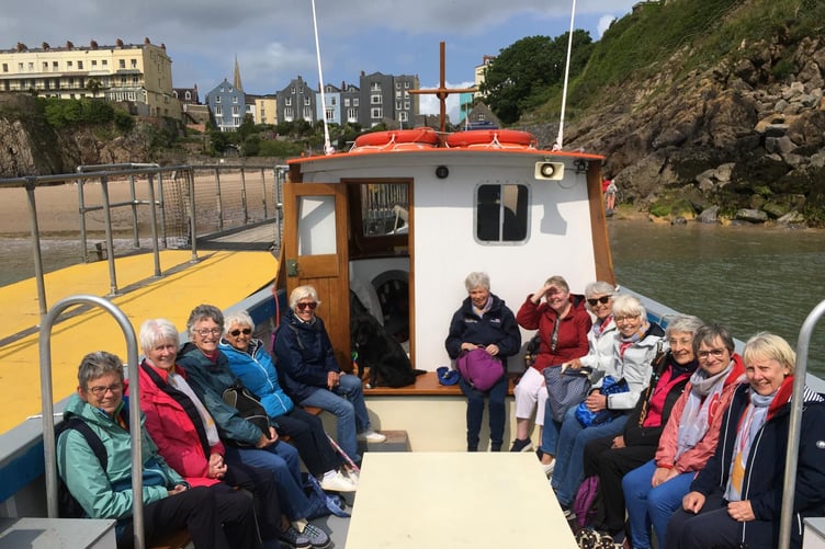 Members of Lower Landsker Trefoil Guild leaving Tenby for Caldey Island in the sun