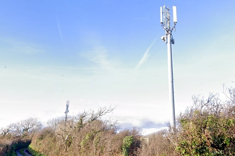 The existing telecommunications mast, Strawberry Lane, Penally. Picture: Google Street View.