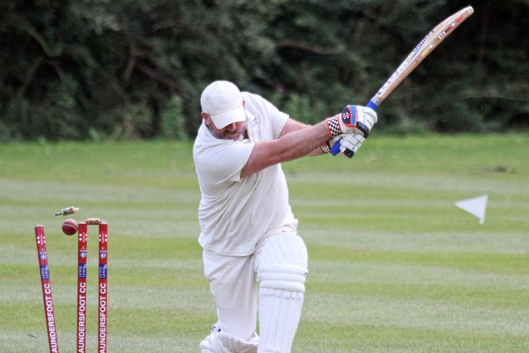 Sam Franklin takes a Llangwm wicket