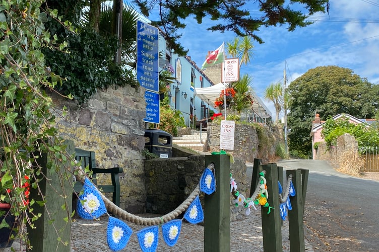 Penally yarn bombers have brightened the village near Tenby