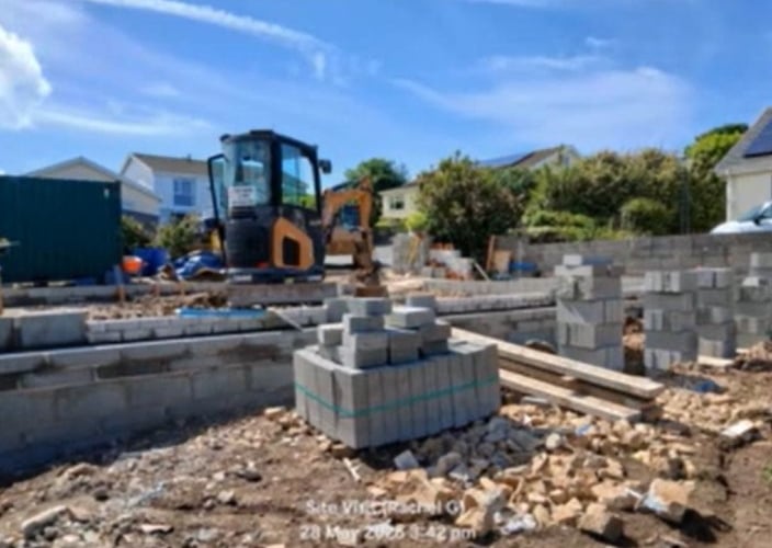 The demolition works at at Bwthyn Llysieueg, 14, Clos Y Bigney, Fishguard. Picture: Pembrokeshire County Council webcast.