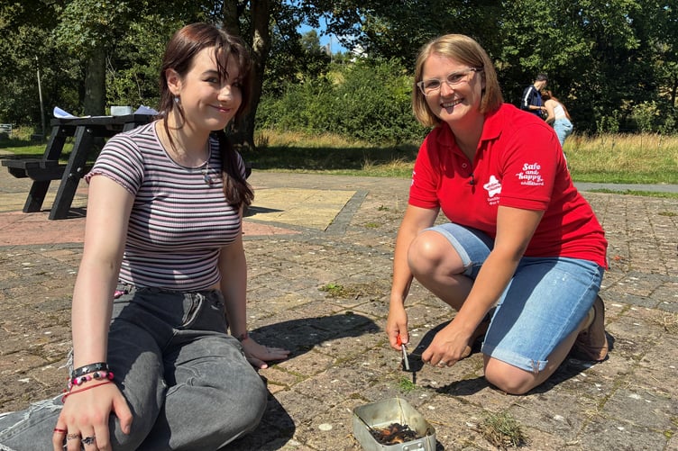 Meghan enjoying a break from her caring duties with Vikki Phillips from Action for Children