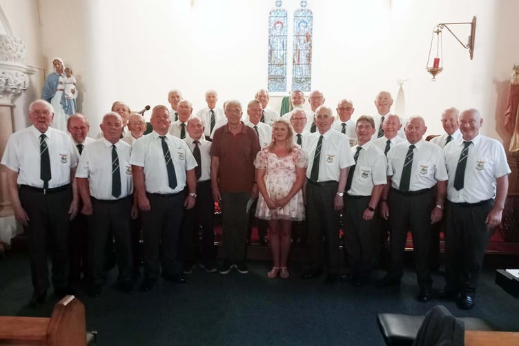 Soloist Mirele Ryan, German guest Michael Fisseni, Tony Hossack and Charlie Hare joined choristers following the concert at St Mary’s RC Church Pembroke Dock