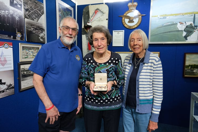 Therese Burckhardt with family friend Penny Tighe of Pembroke at Pembroke Dock Heritage Centre, together with Heritage Trustee Peter Mitchell.

PICTURE: Martin Cavaney Photography 