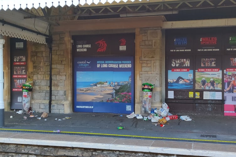 Tenby train station litter
