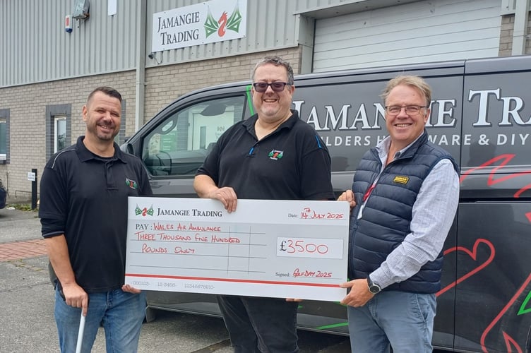 Wales Air Ambulance Regional Fundraising Manager for West Wales Mike May, Rob and Jamie