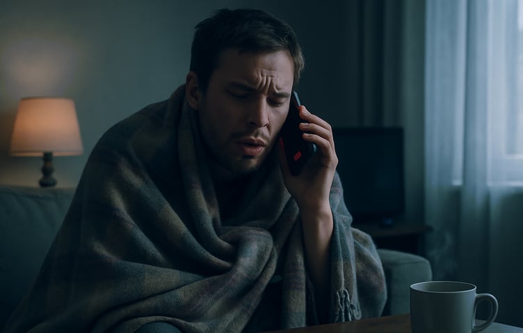 Frustrated Sick Person Calling Doctor