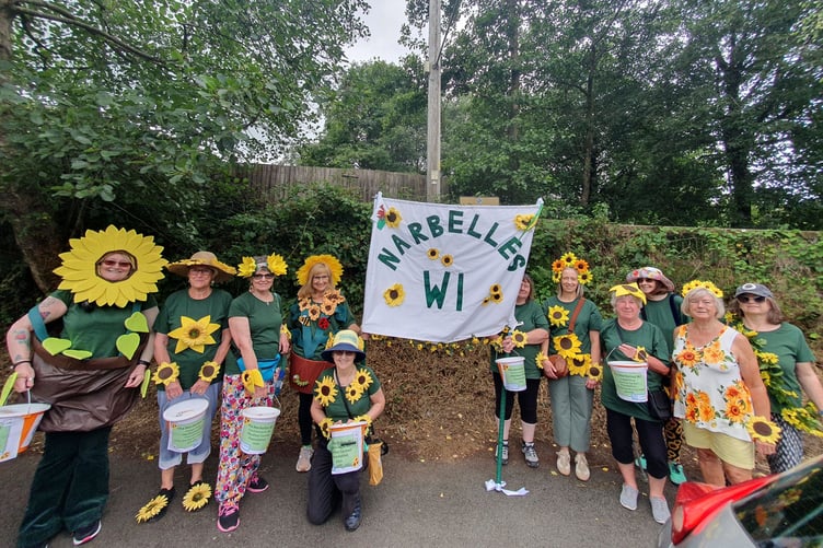 Narbelles WI, pictured in their best sunflower outfits during the Narberth Civic Week Carnival