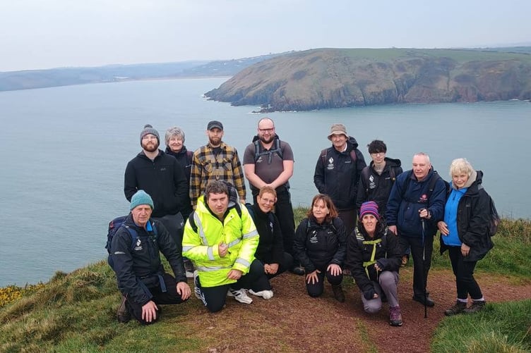 Party of walkers in Pembrokeshire