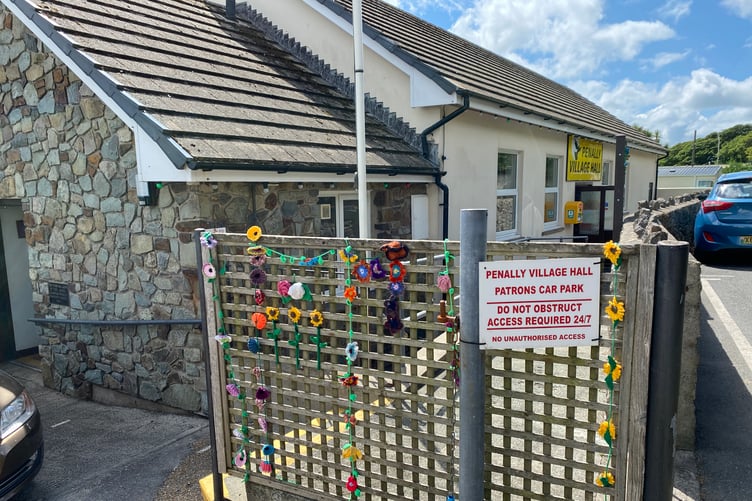Penally Village Hall with flowers