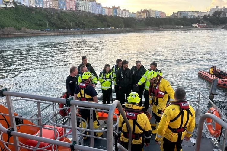 Tenby RNLI shared: “On the evening of 8th September, we held the second of our joint exercises with the Welsh Ambulance Services University NHS Trust.