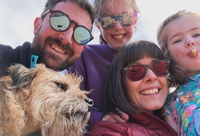 Sean Thomas with his wife, Emma and their two daughters, Ffion and Cerys.