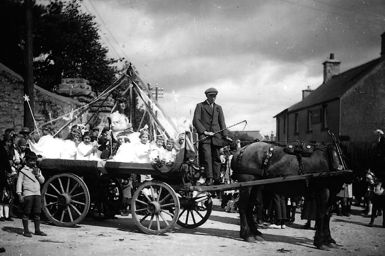 Monkton Carnival Queen outside the gates of Monkton Priory Church