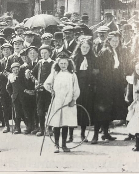 A Narberth girl with her hoop in Market Square proudly posing for the camera.